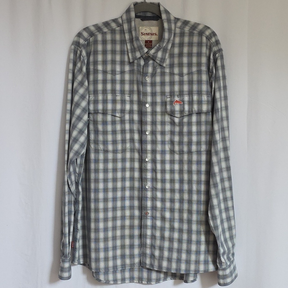 Simms Gray & White Check Mens Shirt.  Size Medium